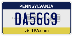 DA56G9 license plate in Pennsylvania