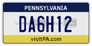 DA6H12 license plate in Pennsylvania