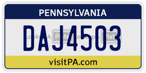 DAJ4503 license plate in Pennsylvania