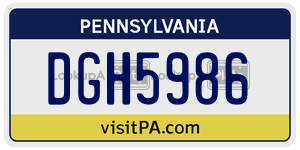 DGH5986  license plate in PA