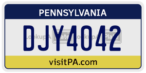 DJY4042 license plate in Pennsylvania