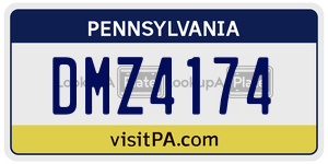 DMZ4174  license plate in PA