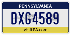 DXG4589  license plate in PA