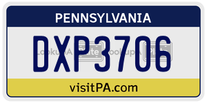 DXP3706 license plate in Pennsylvania