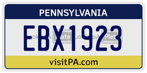 EBX1923  license plate in PA