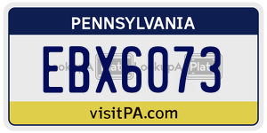EBX6073  license plate in PA