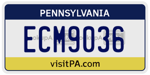 ECM9036  license plate in PA