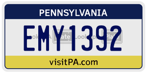EMY1392  license plate in PA