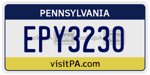 EPY3230  license plate in PA