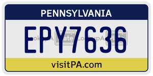 EPY7636 license plate in Pennsylvania