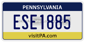 ESE1885  license plate in PA