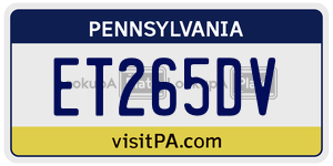 ET265DV license plate in Pennsylvania