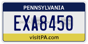 EXA8450 license plate in Pennsylvania