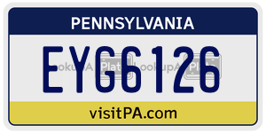 EYG6126 license plate in Pennsylvania