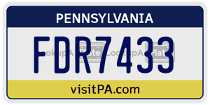 FDR7433 license plate in Pennsylvania
