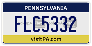FLC5332 license plate in Pennsylvania