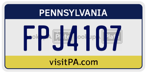 FPJ4107 license plate in Pennsylvania