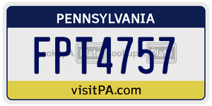 FPT4757  license plate in PA