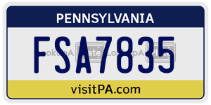 FSA7835 license plate in Pennsylvania