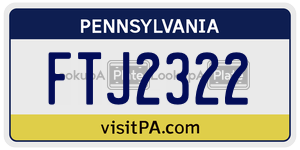 FTJ2322 license plate in Pennsylvania