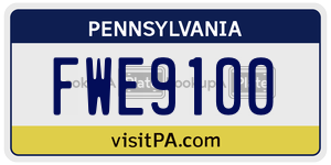 FWE9100 license plate in Pennsylvania