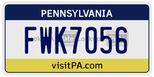 FWK7056 license plate in Pennsylvania