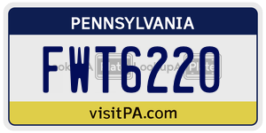 FWT6220 license plate in Pennsylvania