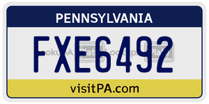 FXE6492 license plate in Pennsylvania