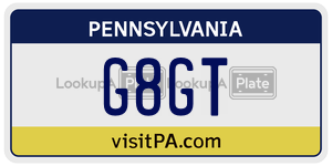 G8GT license plate in Pennsylvania