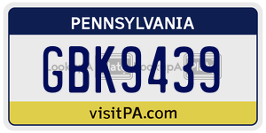 GBK9439  license plate in PA