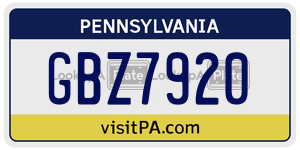GBZ7920 license plate in Pennsylvania