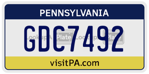 GDC7492  license plate in PA