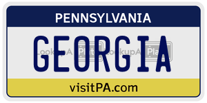 GEORGIA  license plate in PA