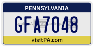 GFA7048  license plate in PA