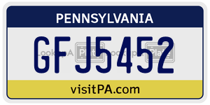 GFJ5452  license plate in PA