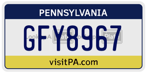 GFY8967 license plate in Pennsylvania