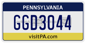 GGD3044 license plate in Pennsylvania
