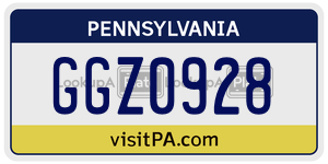 GGZ0928 license plate in Pennsylvania