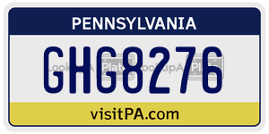 GHG8276  license plate in PA