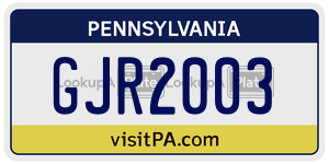 GJR2003  license plate in PA