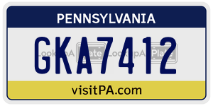 GKA7412 license plate in Pennsylvania