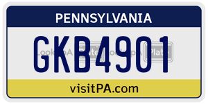 GKB4901 license plate in Pennsylvania