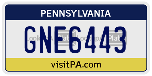 GNE6443 license plate in Pennsylvania
