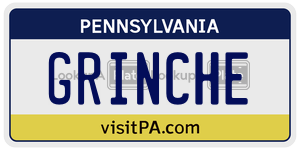 GRINCHE  license plate in PA