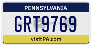 GRT9769  license plate in PA