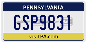 GSP9831 license plate in Pennsylvania
