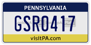 GSR0417 license plate in Pennsylvania