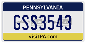 GSS3543 license plate in Pennsylvania