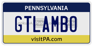 GTLAMBO license plate in Pennsylvania