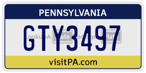GTY3497  license plate in PA